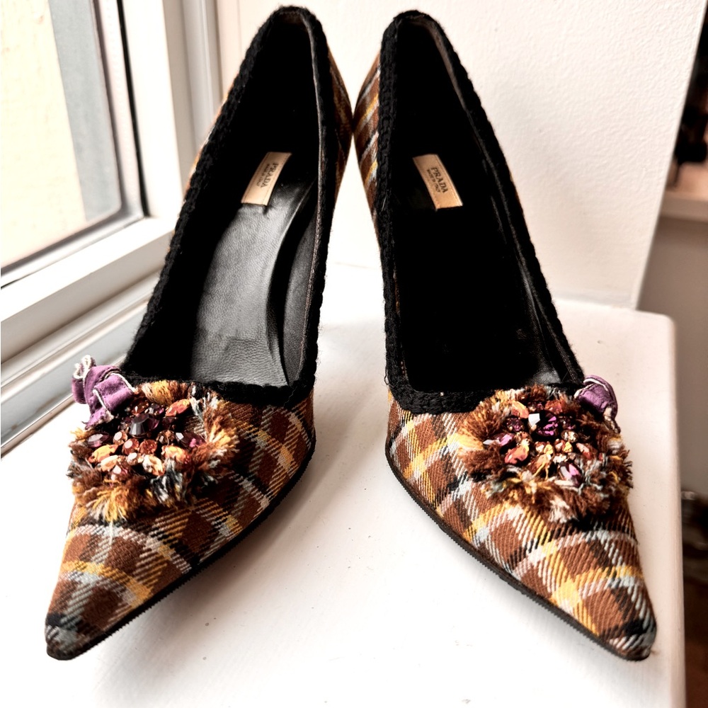PRADA Vintage Plaid Heels